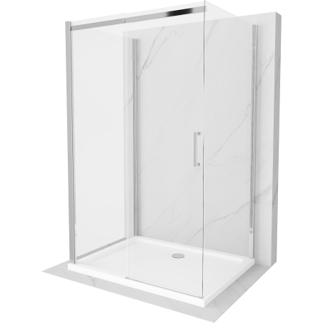 Mexen Omega kabina prysznicowa 3-ścienna, rozsuwana 110 x 80 cm, transparent, chrom + brodzik Flat - 825-110-080-01-00-3s-4010