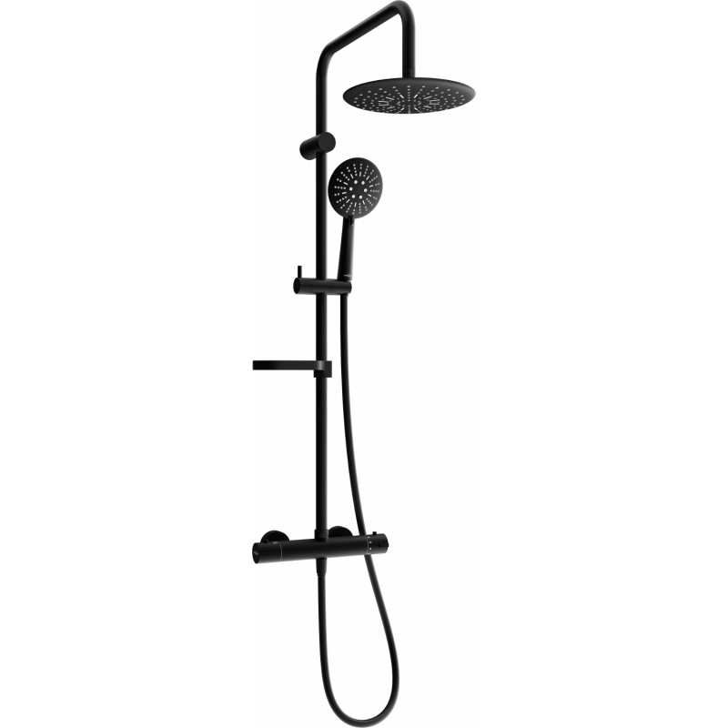 Mexen KX67 surface-mounted shower set with rain shower and thermostatic mixer, black - 771506791-70