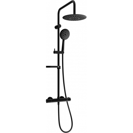 Mexen KX67 surface-mounted shower set with rain shower and thermostatic mixer, black - 771506791-70