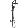 Mexen KX67 exposed shower set with rain showerhead and thermostatic faucet, black - 771506791-70