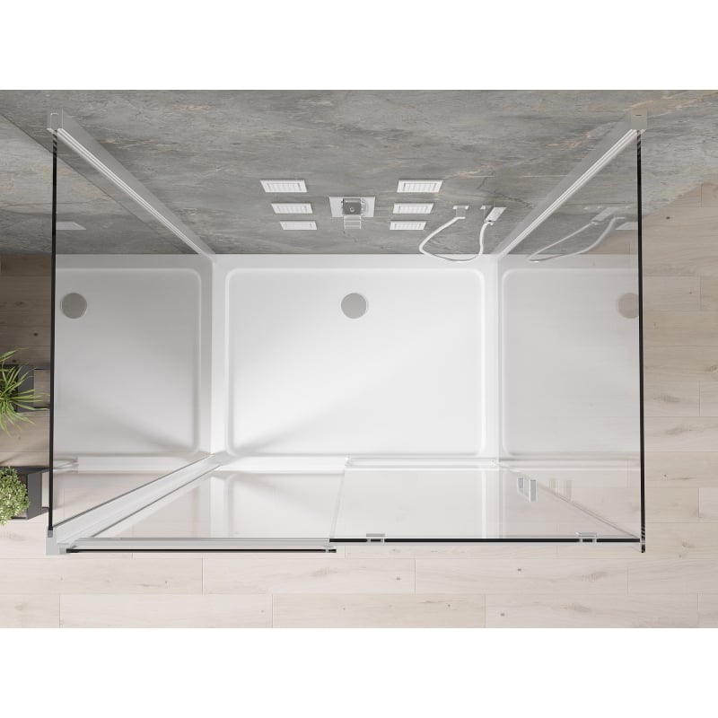Mexen Omega-3S tuš kabina s tri stakla, klizna 110x80 cm, prozirna, krom + tuš kada Flat - 825-110-080-01-00-3s-4010