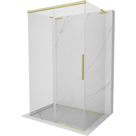Mexen Rox-3S L cabine de douche 3 parois coulissante 160 x 70 cm, transparent, or brossé - 8C2L-160-070-55-00-3S