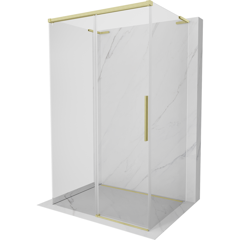 Mexen Rox-3S L cabina doccia a 3 lati scorrevole 160 x 75 cm, trasparente, oro spazzolato - 8C2L-160-075-55-00-3S