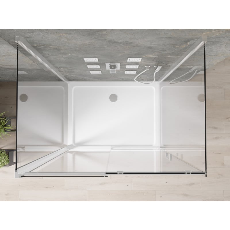 Mexen Omega-3S Duschkabine 3-seitige, Schiebetür 120x100 cm, transparent, Chrom + Duschtasse Flat - 825-120-100-01-00-3s-4010