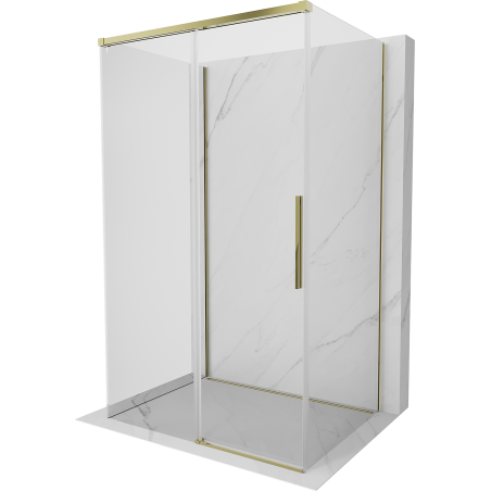 Mexen Rox-3S dušišektsioon, 3-seinaline, lükandustega, 160 x 100 cm, läbipaistev, kuldne - 8C2-160-100-50-00-3S