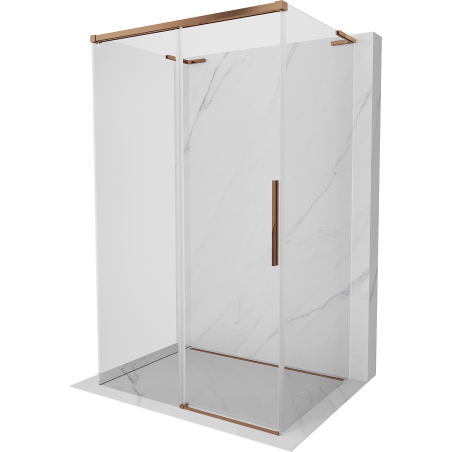 Mexen Rox-3S L 3-seinaline lükand dušinurk 120 x 75 cm, läbipaistev, roosa kuld - 8C2L-120-075-60-00-3S