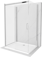 Mexen Omega kabina prysznicowa 3-ścienna, rozsuwana 130 x 100 cm, transparent, chrom + brodzik Flat - 825-130-100-01-00-3s-4010