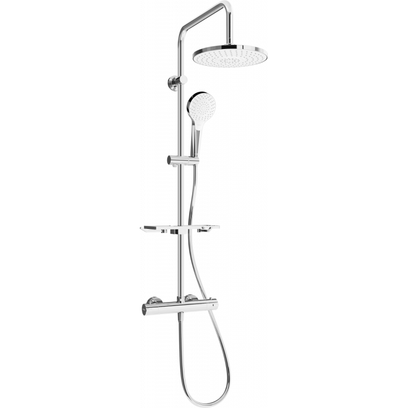 Mexen KT05 Aufputz-Duschset mit Regenbrause und Thermostatarmatur, Chrom/Weiß - 771500593-00