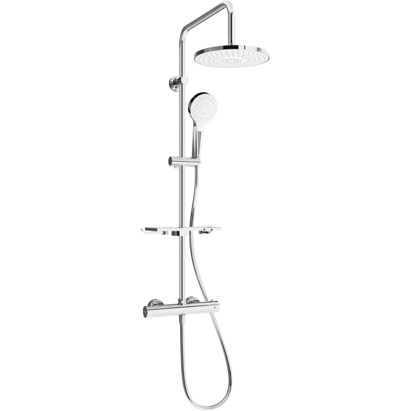 Mexen KT05 exposed shower set with rain shower and thermostatic faucet, chrome/white - 771500593-00