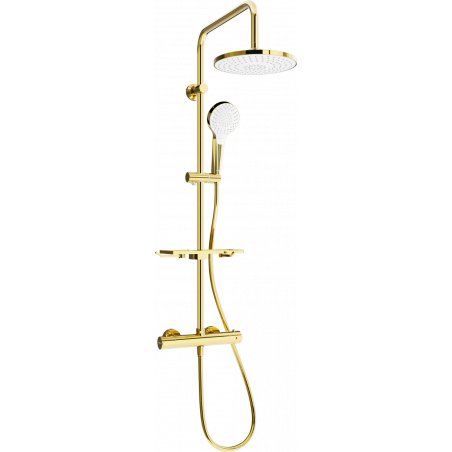 Mexen KT05 ensemble de douche en saillie avec pommeau et robinet thermostatique, or/blanc - 771500593-50