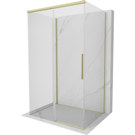 Mexen Rox-3S cabine de douche 3 parois coulissante 100 x 75 cm, transparent, or brossé - 8C2-100-075-55-00-3S