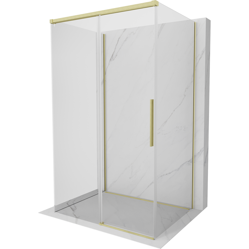 Mexen Rox-3S 3-wall sliding shower cabin 95 x 80 cm, transparent, brushed gold - 8C2-095-080-55-00-3S
