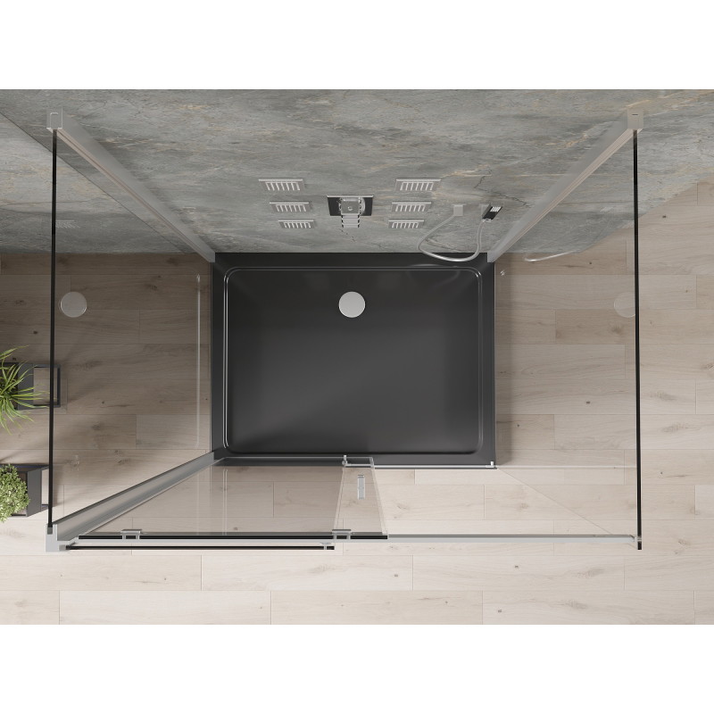 Mexen Omega-3S tuš kabina s tri zida, klizna 100x80 cm, prozirna, krom + plitica Flat - 825-100-080-01-00-3s-4070