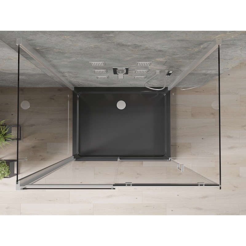 Mexen Omega-3S tuš kabina s tri zida, klizna 100x80 cm, prozirna, krom + plitica Flat - 825-100-080-01-00-3s-4070