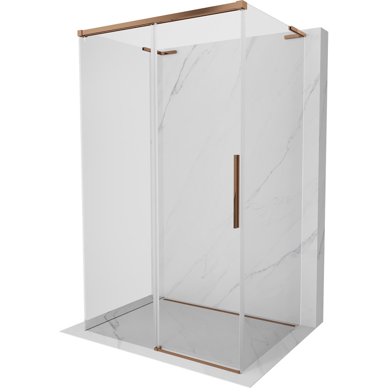 Mexen Rox-3S L 3-seinaline lükandustega dušikabiin 130 x 120 cm, läbipaistev, roosa kuld - 8C2L-130-120-60-00-3S