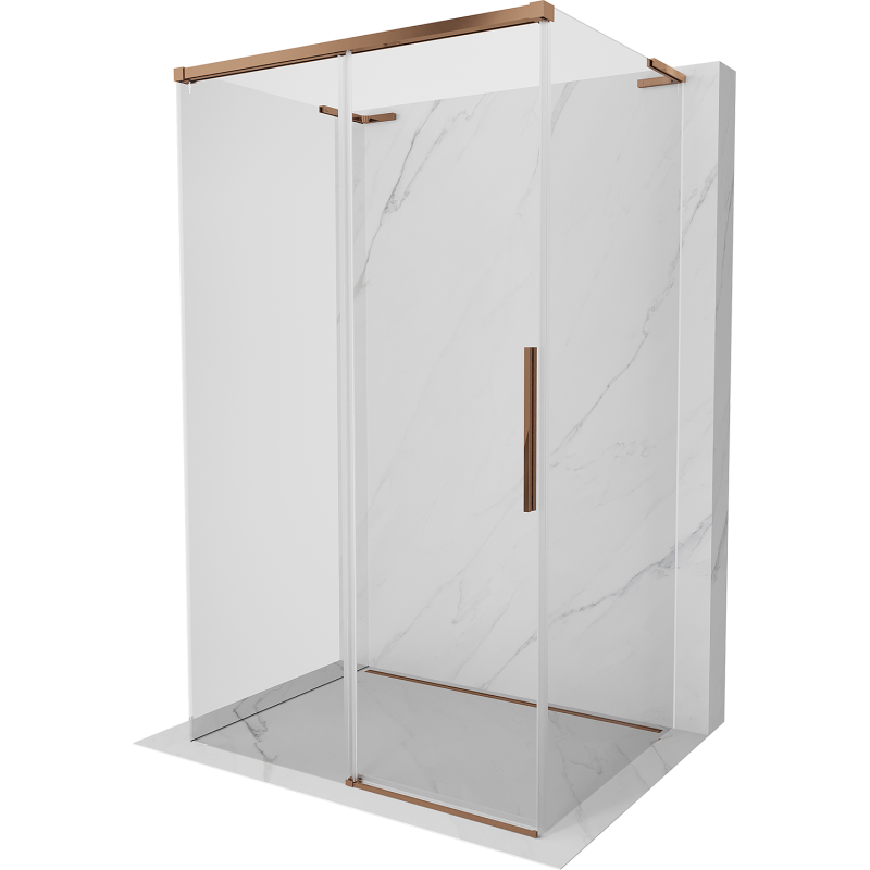 Mexen Rox-3S L kabina prysznicowa 3-ścienna rozsuwana 145 x 120 cm, transparent, różowe złoto - 8C2L-145-120-60-00-3S