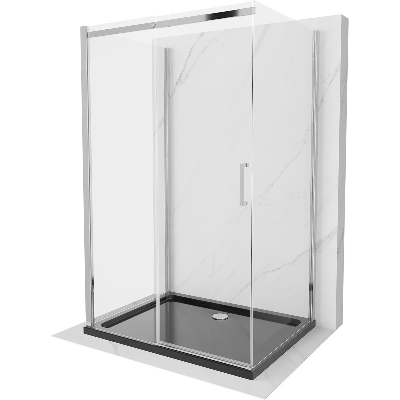 Mexen Omega-3S tuš kabina s tri zida, klizna 100x80 cm, prozirna, krom + plitica Flat - 825-100-080-01-00-3s-4070