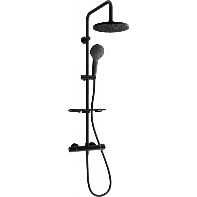 Mexen KT05 ensemble de douche en saillie avec pommeau de douche et robinet thermostatique, noir - 771500593-70