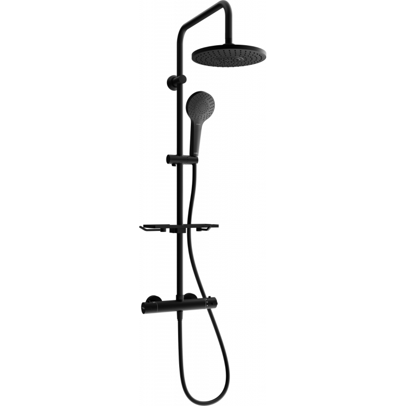 Mexen KT05 virsmas dušas komplekts ar lietus galviņu un termostata bateriju, melns - 771500593-70