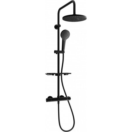 Mexen KT05 conjunto de ducha sobre muro con ducha de lluvia y grifo termostático, negro - 771500593-70