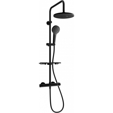 Mexen KT05 exposed shower set with rain shower and thermostatic mixer, black - 771500593-70