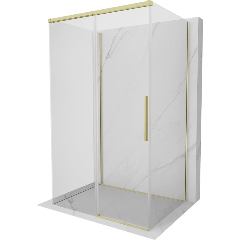 Mexen Rox-3S 3-seinaline, lükandustega dušinurk 125 x 85 cm, läbipaistev, kuldne harjatud - 8C2-125-085-55-00-3S