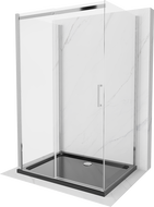 Mexen Omega kabina prysznicowa 3-ścienna, rozsuwana 110 x 80 cm, transparent, chrom + brodzik Flat - 825-110-080-01-00-3s-4070