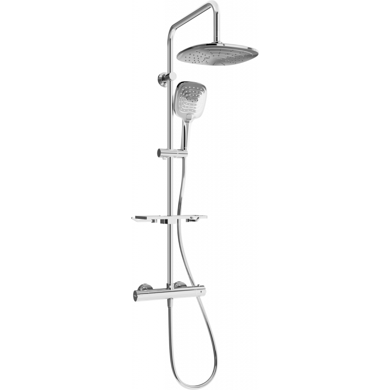 Mexen KT17 conjunto de duche de superfície com chuveiro de teto e torneira termostática, cromado - 771501793-00