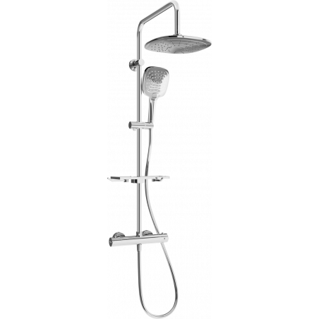 Mexen KT17 exposed shower set with rainfall shower head and thermostatic mixer, chrome - 771501793-00