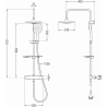 Mexen KT17 exposed shower set with rain shower head and thermostatic mixer, chrome/white - 771501793-02