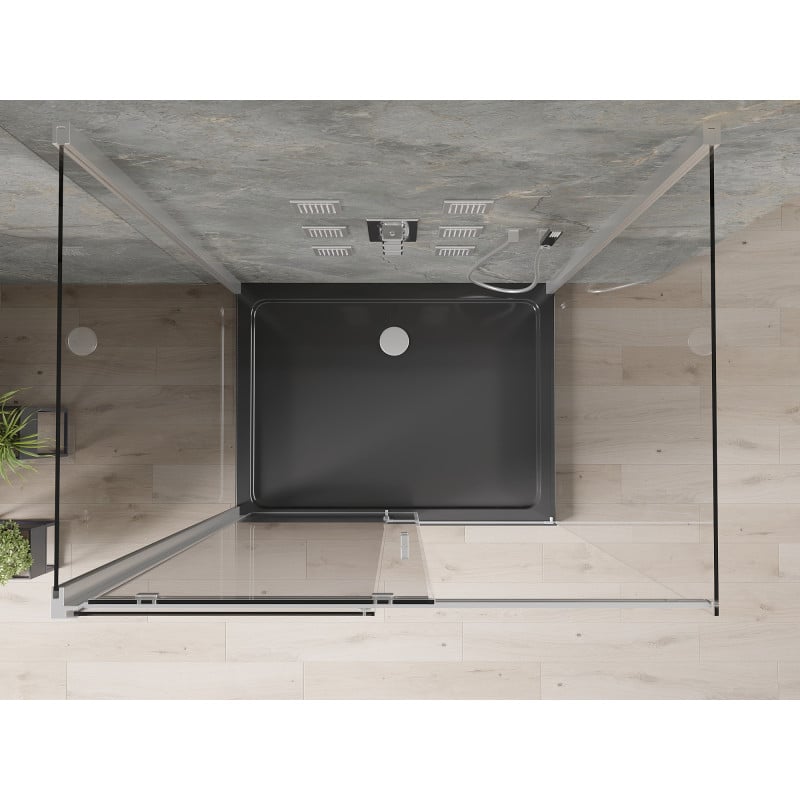 Mexen Omega-3S 3-wall shower cabin, sliding 120x100 cm, transparent, chrome + Flat shower tray - 825-120-100-01-00-3s-4070