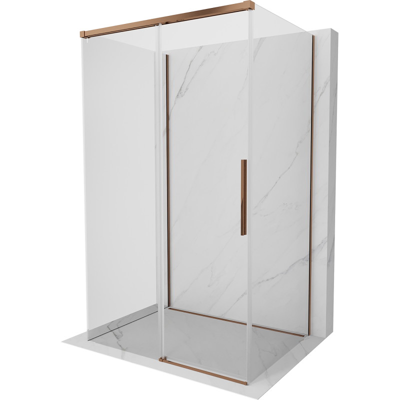 Mexen Rox-3S 3-wall sliding shower cabin 140 x 75 cm, transparent, rose gold - 8C2-140-075-60-00-3S