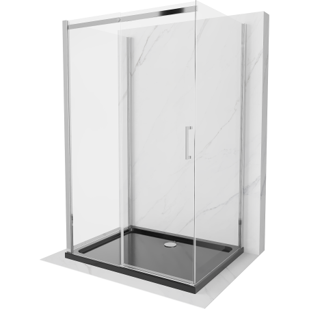 Mexen Omega kabina prysznicowa 3-ścienna, rozsuwana 120 x 100 cm, transparent, chrom + brodzik Flat - 825-120-100-01-00-3s-4070