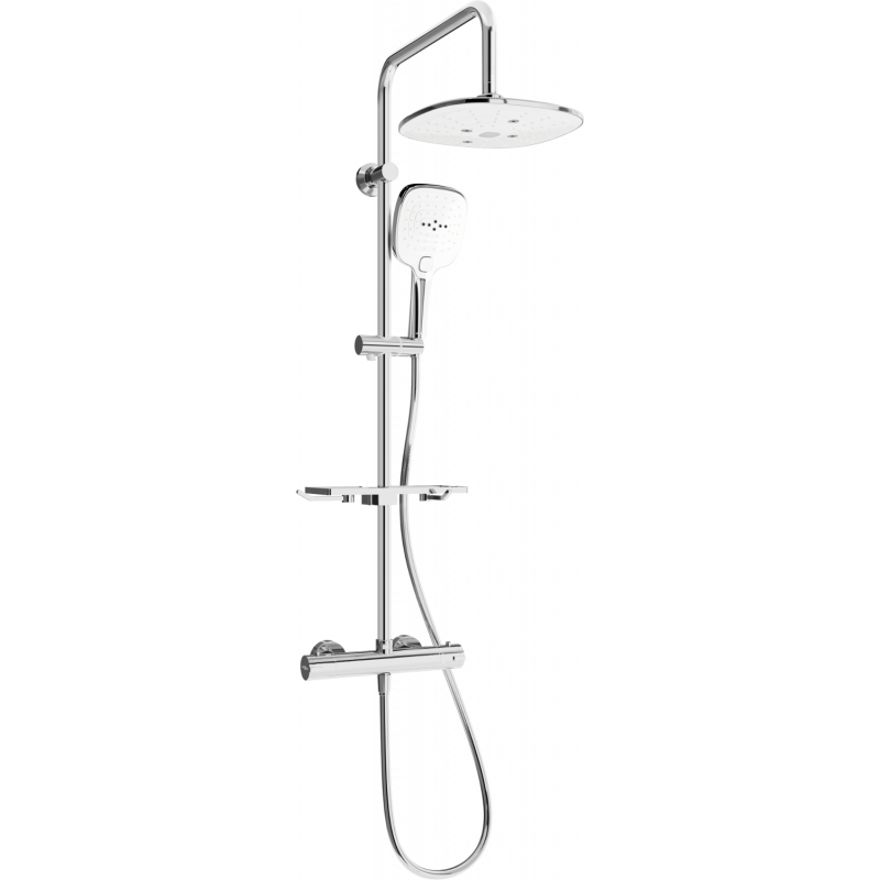 Mexen KT17 conjunto de ducha de superficie con rociador y grifo termostático, cromo/blanco - 771501793-02