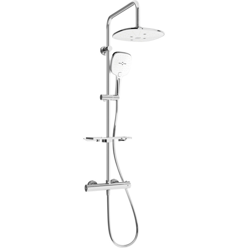 Mexen KT17 surface-mounted shower set with showerhead and thermostatic mixer, chrome/white - 771501793-02