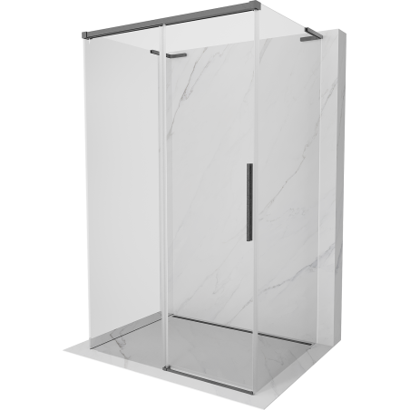 Mexen Rox-3S L 3-seinaline dušinurk, lükand 145 x 80 cm, läbipaistev, harjatud gun grey - 8C2L-145-080-66-00-3S
