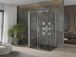 Mexen Omega-3S cabine de douche 3 parois, coulissante 130x100 cm, transparent, chrome + receveur plat - 825-130-100-01-00-3s-40?