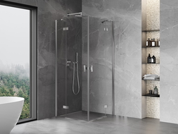 Mexen Mist-H Duo kabina za prhanje s krilnimi vrati 75 x 75 cm, prozorna, krom - 8A5-075L-075P-01-00