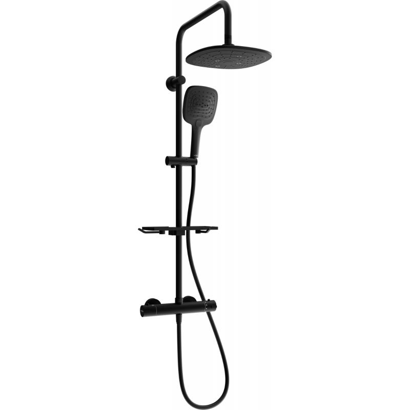 Mexen KT17 oppervlaktegemonteerde doucheset met regendouche en thermostatische kraan, zwart - 771501793-70