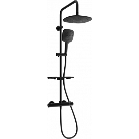 Mexen KT17 oppervlaktegemonteerde doucheset met regendouche en thermostatische kraan, zwart - 771501793-70