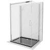 Mexen Omega kabina prysznicowa 3-ścienna, rozsuwana 140 x 80 cm, transparent, chrom + brodzik Flat - 825-140-080-01-00-3s-4070