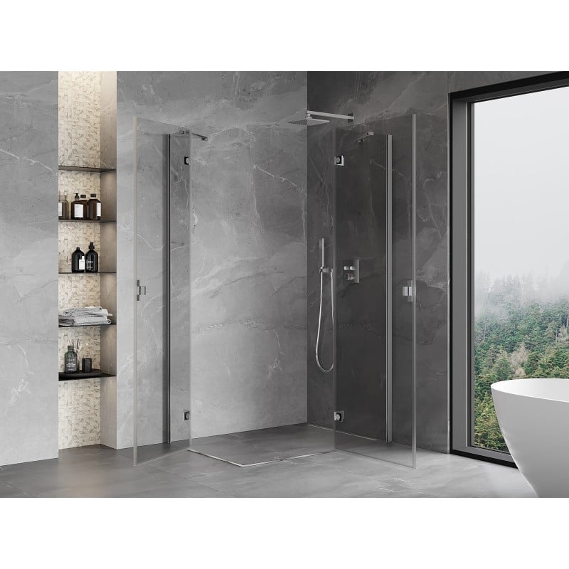 Mexen Mist-H Duo Shower Enclosure Hinged Right 70 x 80 cm, Transparent, Chrome - 8A5-070L-080P-01-00