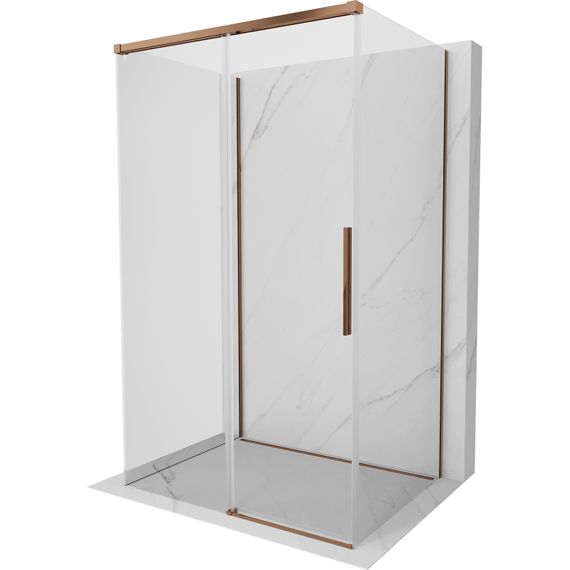 Mexen Rox-3S kabina prysznicowa 3-ścienna rozsuwana 130 x 85 cm, transparent, różowe złoto - 8C2-130-085-60-00-3S