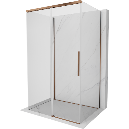 Mexen Rox-3S kolmekohaline dušinurk 140 x 85 cm, läbipaistev, roosakaskuldne - 8C2-140-085-60-00-3S