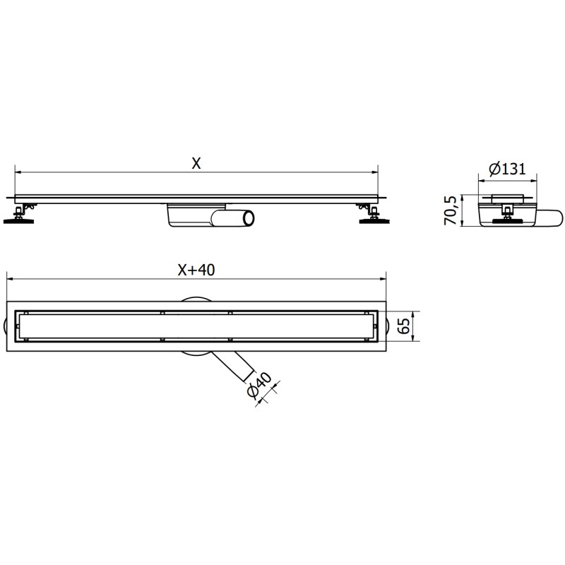 Mexen Flat 360° M01 pöörlev jooneline äravool 50 cm, inox - 1020050-40