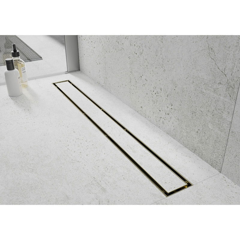 Mexen Flat 360° M13 scarico lineare rotante 2 in 1 80 cm, oro - 1510080-40