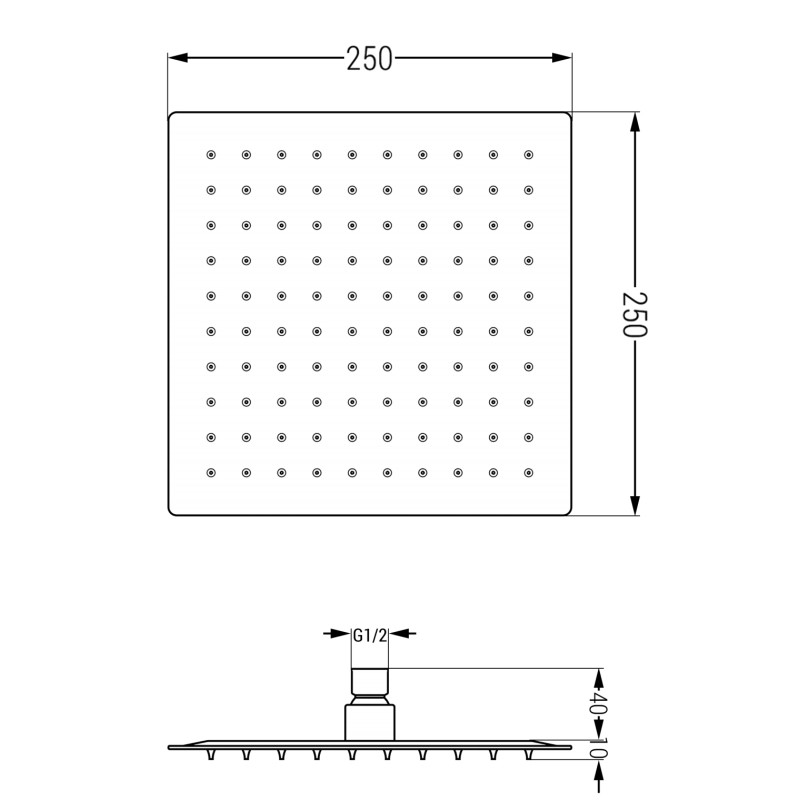 Mexen Slim takdusch 25 x 25 cm, borstad pistolfärg - 79125-66