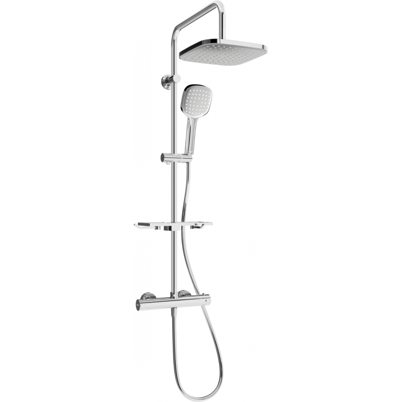 Mexen KT33 exposed shower set with rain shower and thermostatic mixer, chrome - 771503393-00