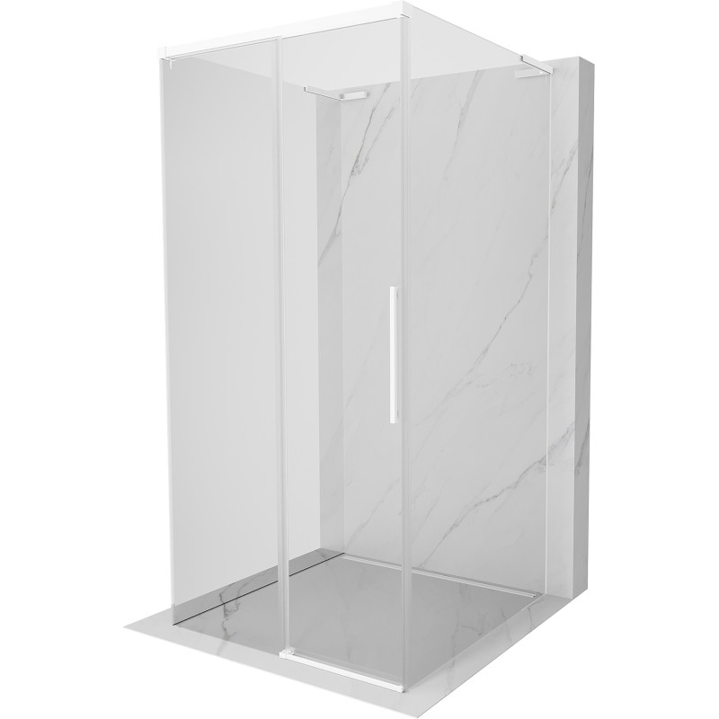 Mexen Rox-3S L 3-seinaline lükanddušikabiin, 90 x 90 cm, läbipaistev, valge - 8C2L-090-090-20-00-3S