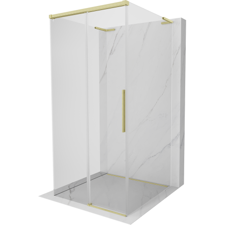 Mexen Rox-3S L 3-seinaline liuguksega dušikabiin 90 x 90 cm, läbipaistev, kuldne harjatud - 8C2L-090-090-55-00-3S